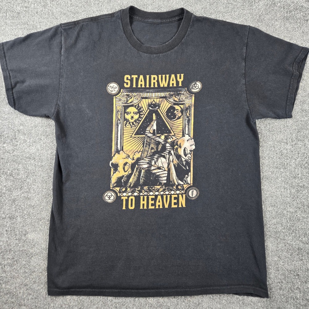Led Zeppelin Stairway to Heaven T-Shirt Mens Medium Black Rock Band Graphic Tee